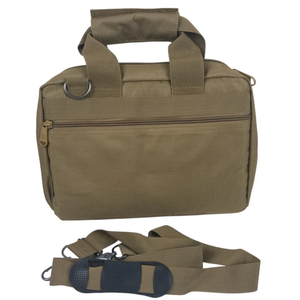 Bulldog Tactical BDT917T Deluxe 2 Pistol Range Soft Bag Tan MOLLE Utility Case